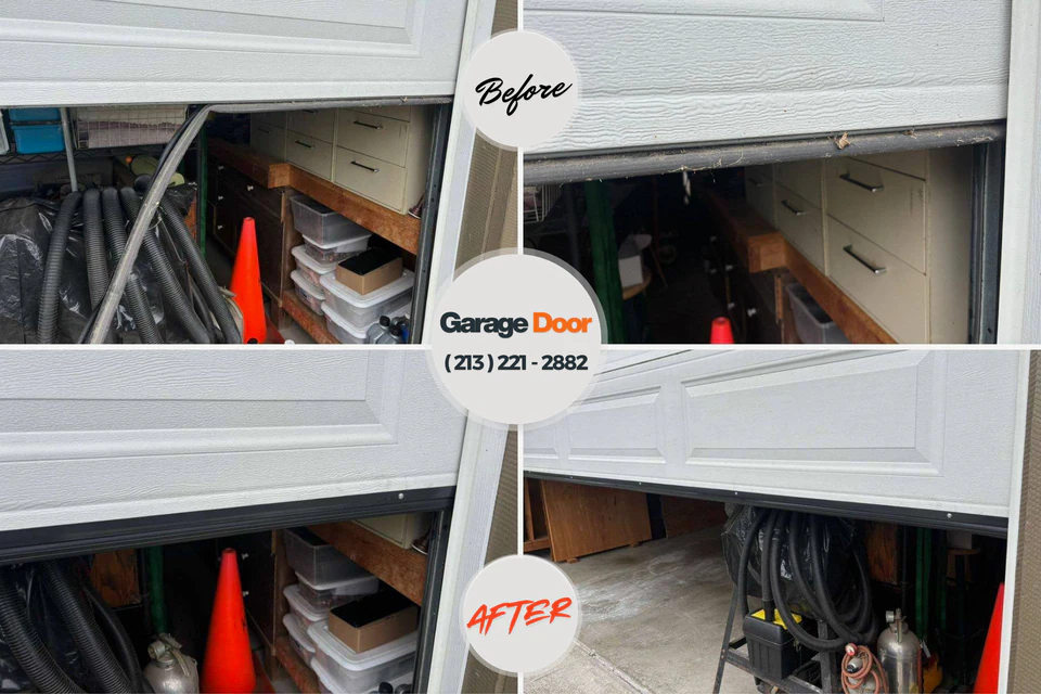 Before and after: garage door repair Yelm, WA